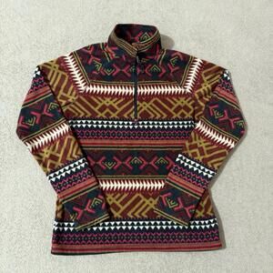 Eddie Bauer Women’s XS Fleece Pullover Aztec Tribal Print Quarter Zip Jacket